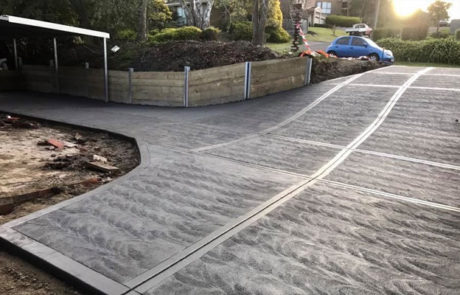 Charcoal coloured driveway